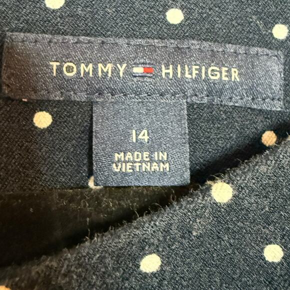 Tommy Hilfiger navy blue and white polka dot stretchy sheath dress - 14 - Picture 4 of 5